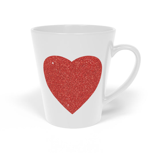 Red Glitter Effect Heart Valentines Day Men Women Latte Mug, 12oz