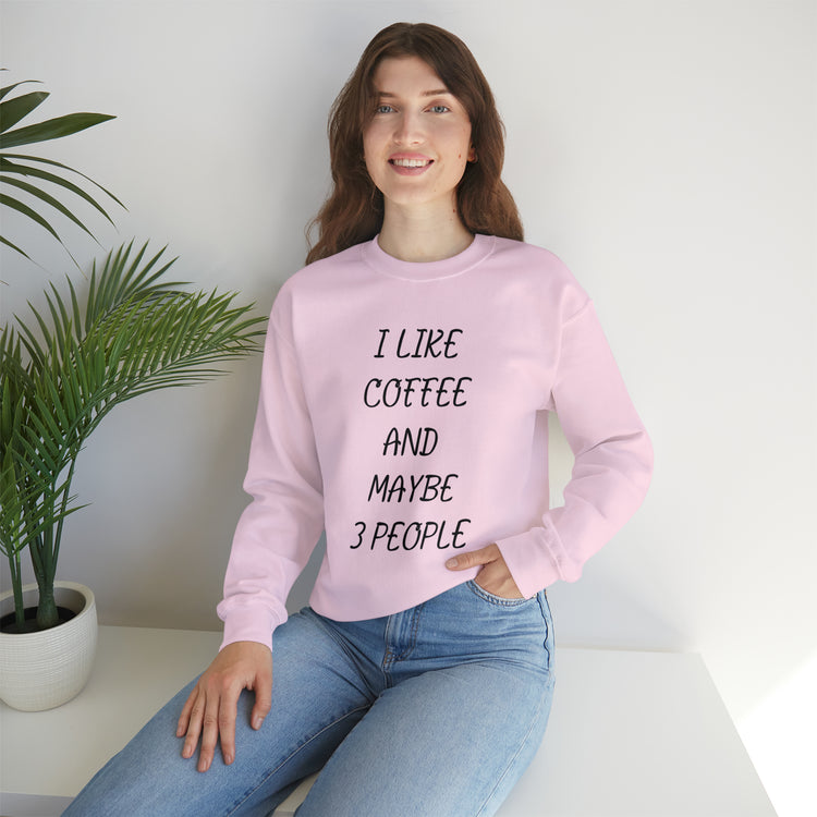 Humorous Caffeinated Introverts Illustration Saying Line Pun Unisex Crewneck Sweatshirt