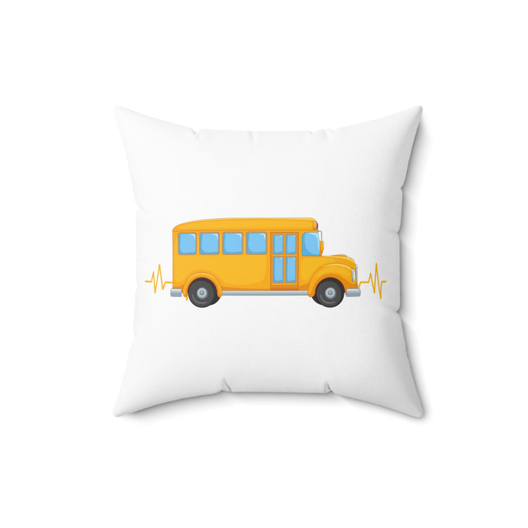 Novelty Heartbeats Students Transportation Motorbus Schooling Spun Polyester Square Pillow