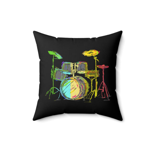 Novelty Retro Nostalgic Drummist Accordionist Timpanist Player Instrumentalist Spun Polyester Square Pillow