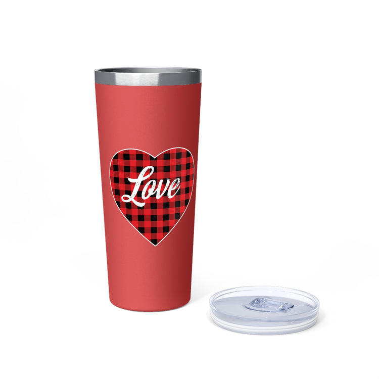 buffalo plaid heart 2 Copper Vacuum Insulated Tumbler, 22oz