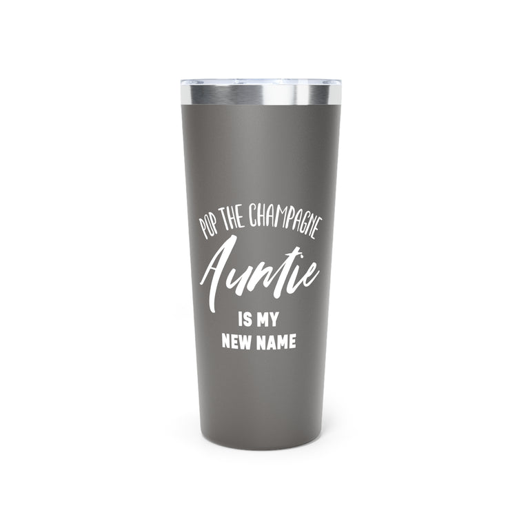 Promoted To Auntie Pop The Champagne Shirt Copper Vacuum Insulated Tumbler, 22oz