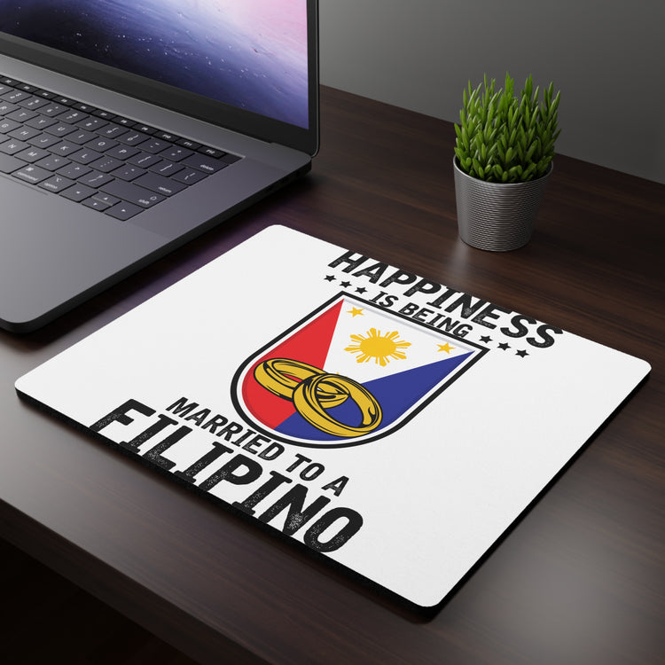 Humorous Happiness Is Married To Filipino Asian Wife Husband Novelty Marriage Nationalistic Philippines Flag Rectangular Mouse Pad