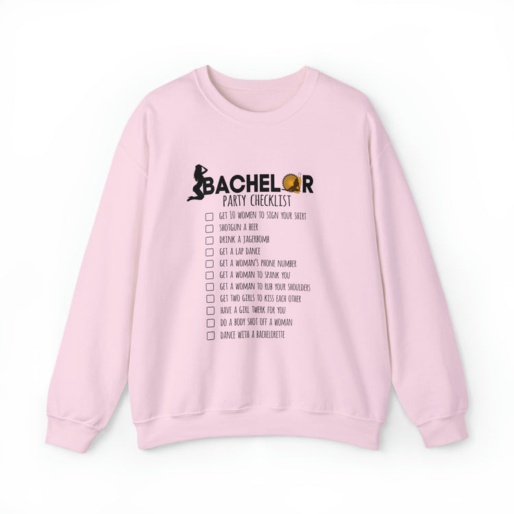 Novelty Bachelors Funny Bridal Marriage Checklist Line Unisex Crewneck Sweatshirt