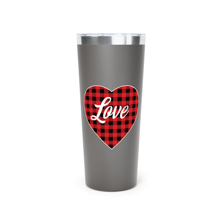 buffalo plaid heart 2 Copper Vacuum Insulated Tumbler, 22oz