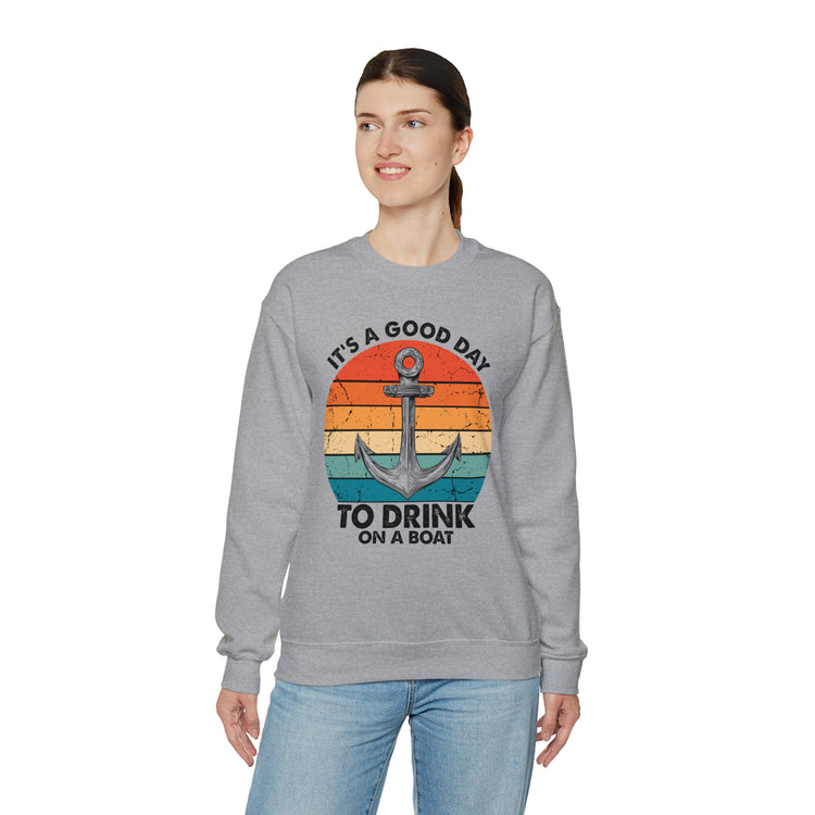 Humorous Its A Nice Day To Drink On A Boat Kayaking Graphic Unisex Crewneck Sweatshirt