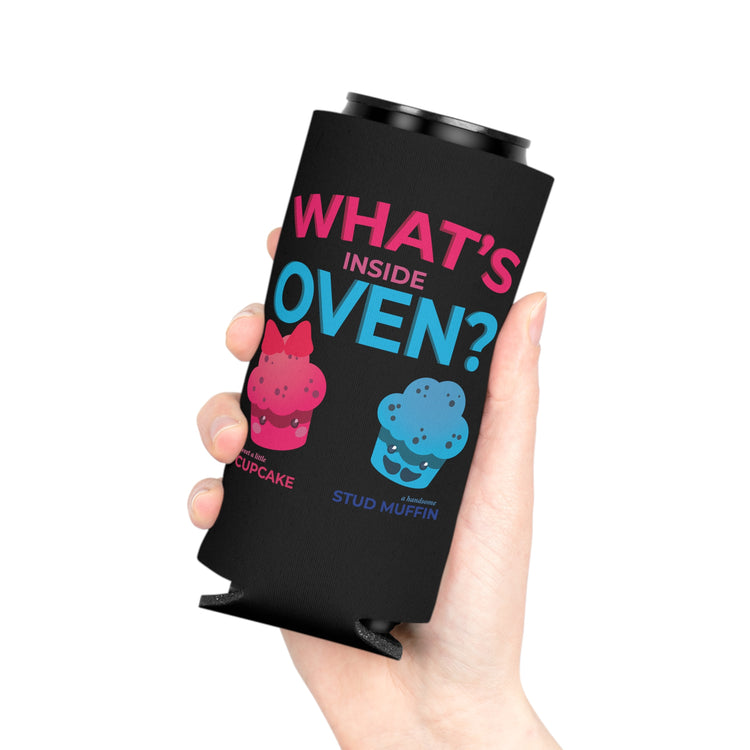 What's Inside Oven Little Cupcake or Muffin Cute Babies Gender Gift Can Cooler