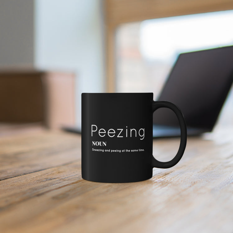 Funny Peezing Definition Baby Bump Black mug 11oz