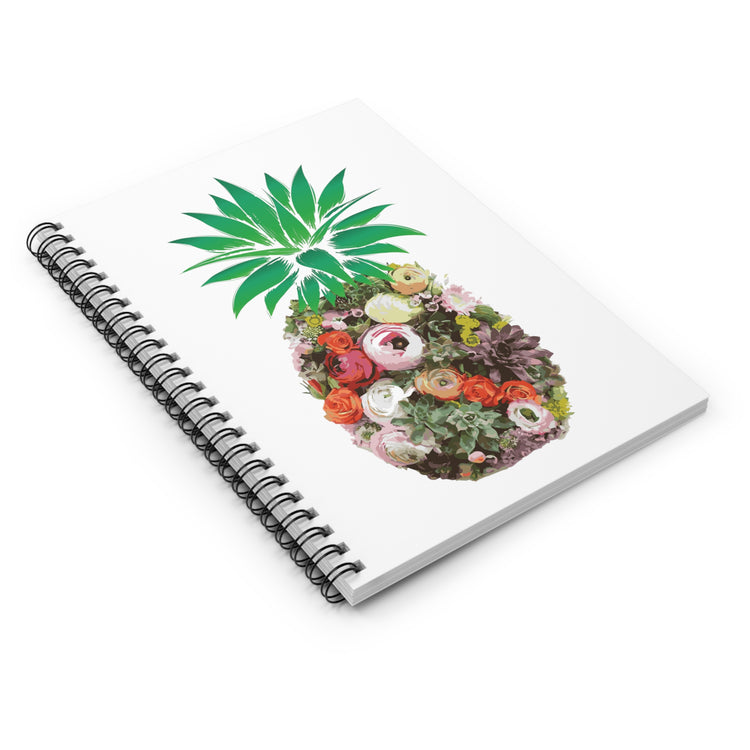 Floral Pineapple Aloha Summer Vegan Spiral Notebook - Ruled Line