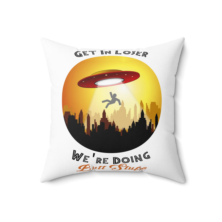 Humorous Intergalactical Illustration Enthusiasts Extraterrestrial Spun Polyester Square Pillow