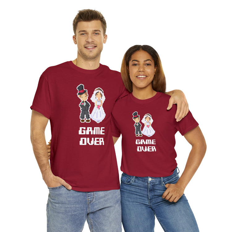 Shirt Funny Game Over Mr And Mrs Just Married Wedding Party Love T-Shirt Unisex Heavy Cotton Tee