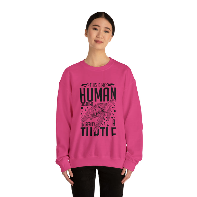 Funny Turtle Dressing Turtles Devotee Graphic Sayings Gag Unisex Crewneck Sweatshirt