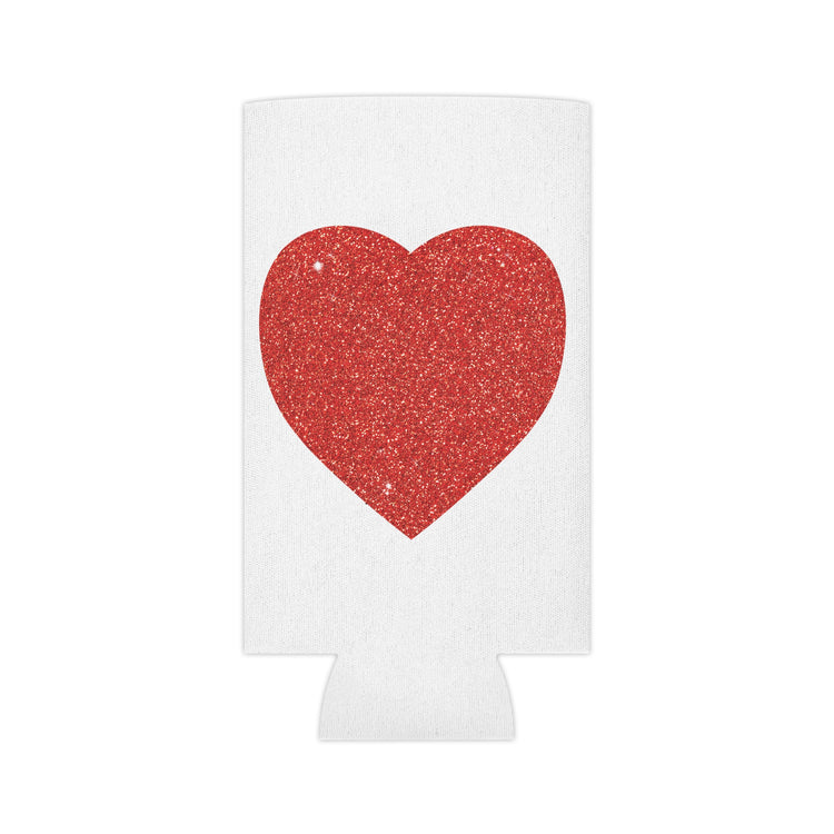 Red Glitter Effect Heart Valentines Day Men Women Can Cooler