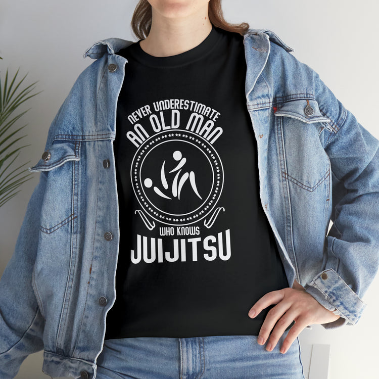 Shirt Funny Old Man Jiu Jitsu Expert Sayings Martial Arts Humor T-Shirt Unisex Heavy Cotton Tee