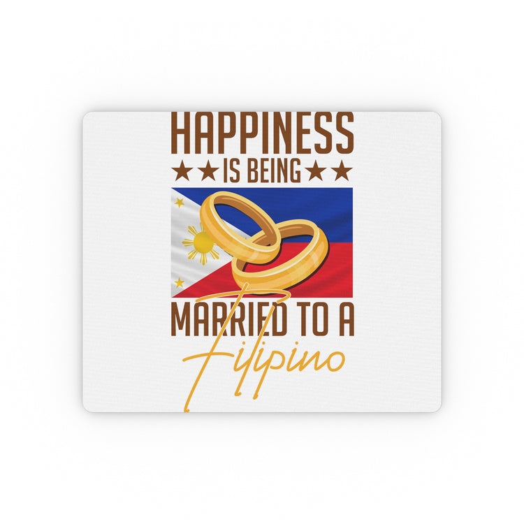 Humorous Happiness Is Married To Filipino Asian Wife Husband Novelty Marriage Nationalistic Philippines Flag Rectangular Mouse Pad