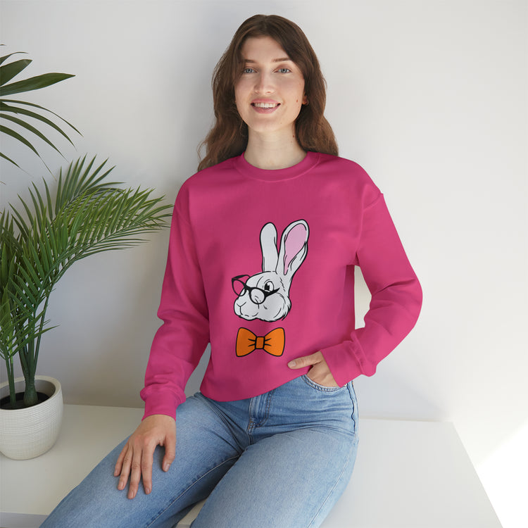 Funny Christian Egg Hunting Brainy Nerd Bunny Unisex Crewneck Sweatshirt