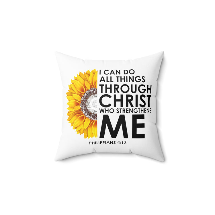 Inspirational Christianity Sunflowers Philippians Catholic Motivational Spun Polyester Square Pillow