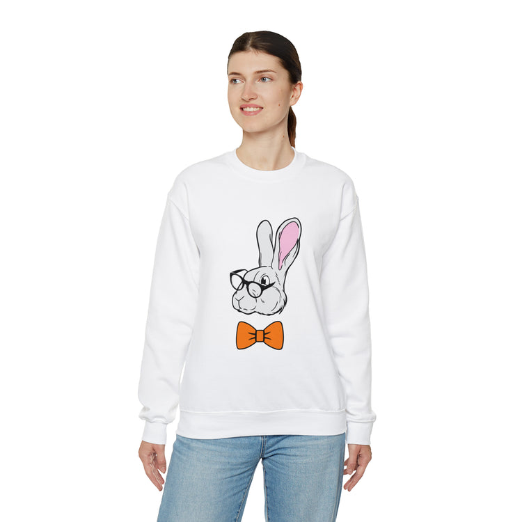 Funny Christian Egg Hunting Brainy Nerd Bunny Unisex Crewneck Sweatshirt