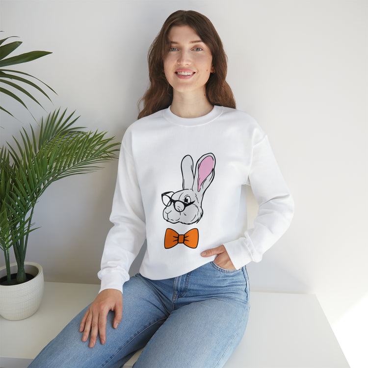 Funny Christian Egg Hunting Brainy Nerd Bunny Unisex Crewneck Sweatshirt