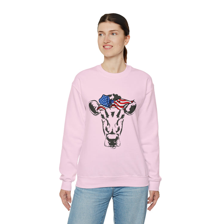 Humorous Cow Bandana Sarcastic Illustration Pun Mockeries Unisex Crewneck Sweatshirt