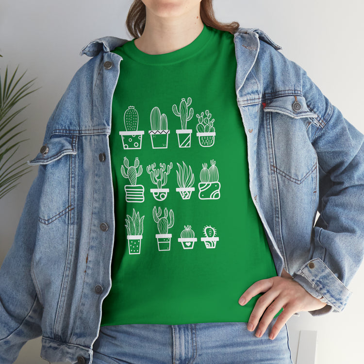 Shirt Funny Cactus Gardening Miniature Flowers Repotting Garden T-Shirt Unisex Heavy Cotton Tee