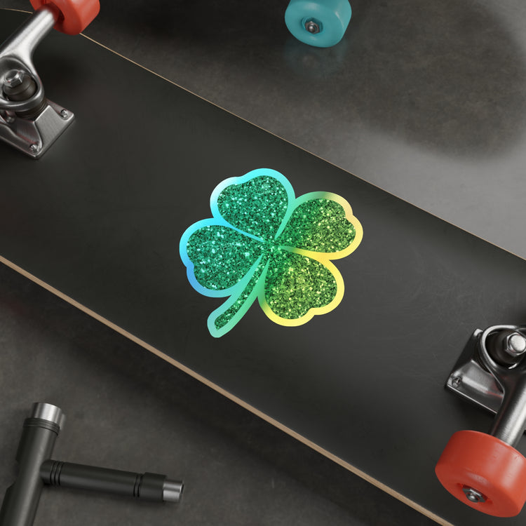 Motivational Glittery Shamrocks Festivities Clovers Festivals Holographic Die-cut Stickers