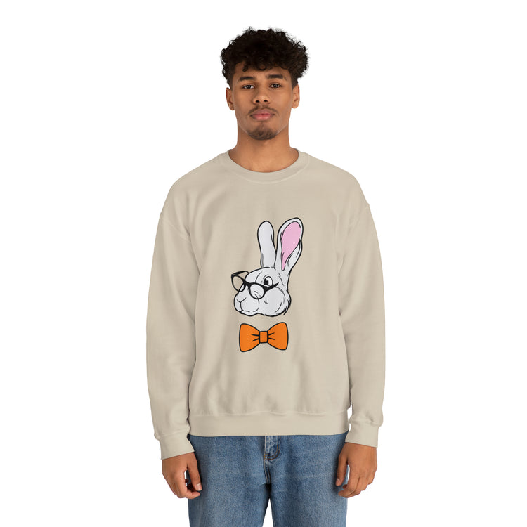 Funny Christian Egg Hunting Brainy Nerd Bunny Unisex Crewneck Sweatshirt