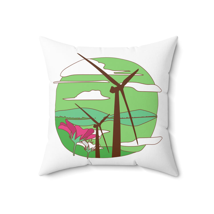 Humorous Renewable Windmill energy hydroelectric Spun Polyester Square Pillow