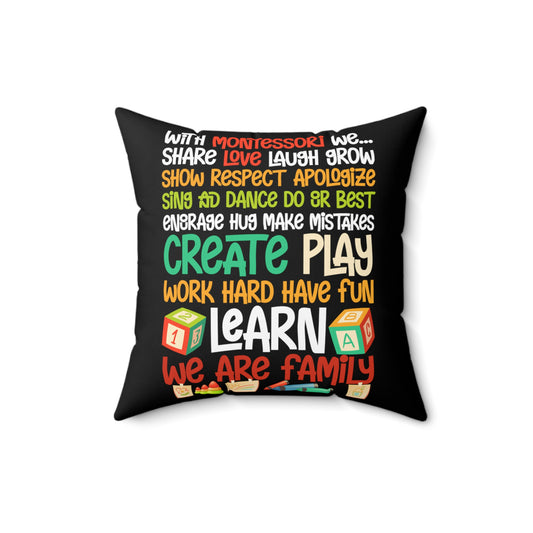 Motivational Daycare Teachers Appreciation Statements Line Spun Polyester Square Pillow