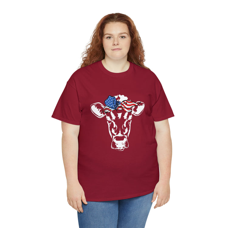 Cool Cow with USA American Flag Bandana Vegan Clothing Herbivore Shirt | Vegetarian T Shirt | Heifer Shirt | Cowgirl Shirt | Farmer Shirt