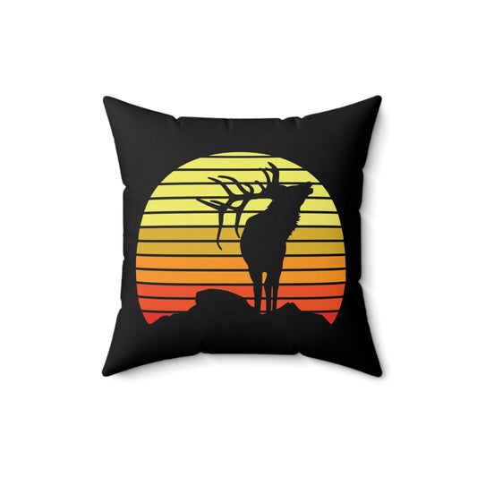 Humorous Crossbow Sunrise Deer Catcher Mountain Forest Seeker Spun Polyester Square Pillow