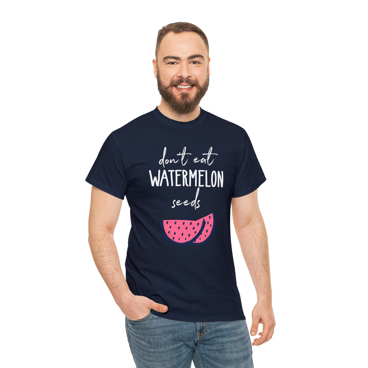 Shirt Funny Don't Eat Watermelon Seed Baby Bump Reveal Maternity T-Shirt Unisex Heavy Cotton Tee