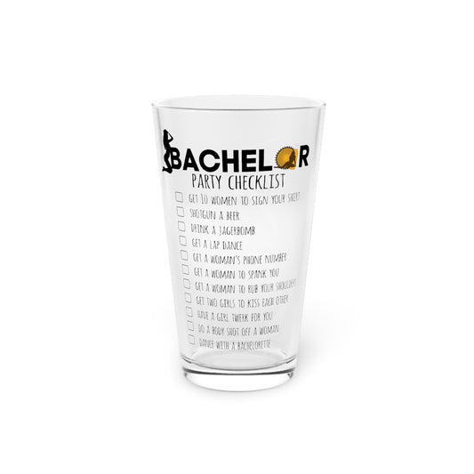 Novelty Bachelors Funny Bridal Marriage Checklist Bride Humorous Engagement Vows Sarcastic Line Vacations Pint Glass, 16oz