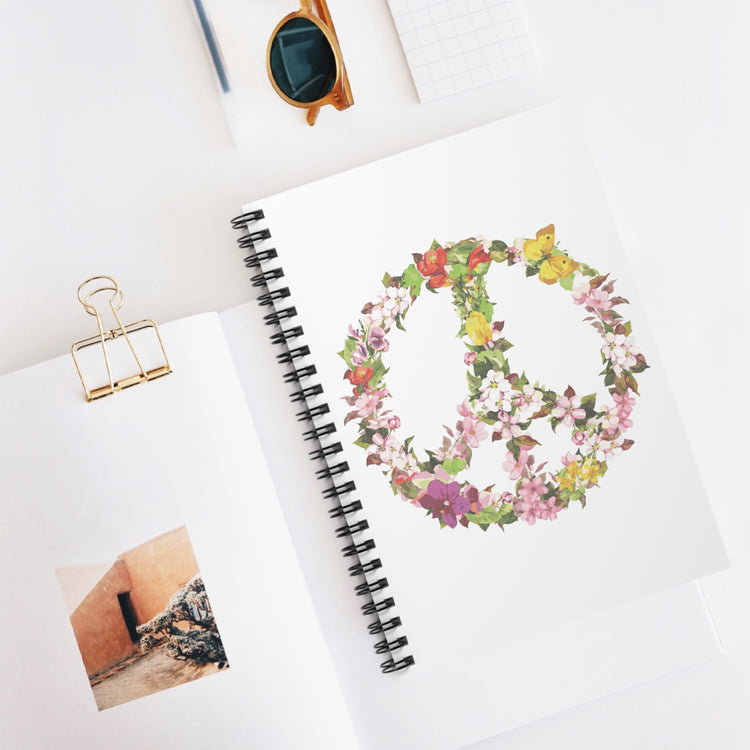 floral peace sign Spiral Notebook - Ruled Line