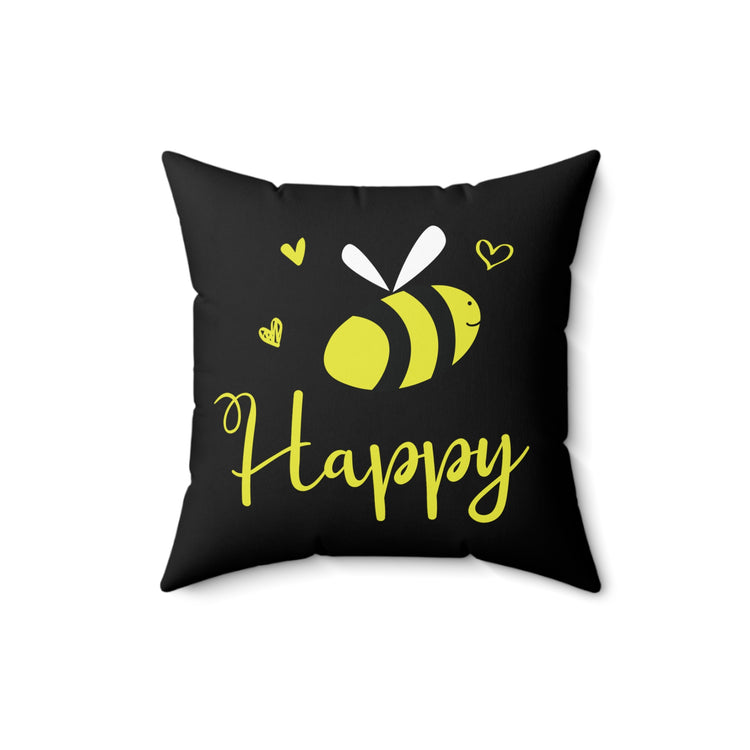 Bee Happy Spun Polyester Square Pillow