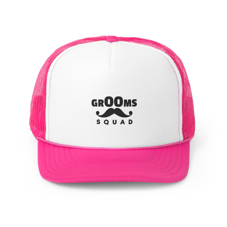 Funny Groom Squad Wedding Bachelors Mustache Wedding Trucker Caps