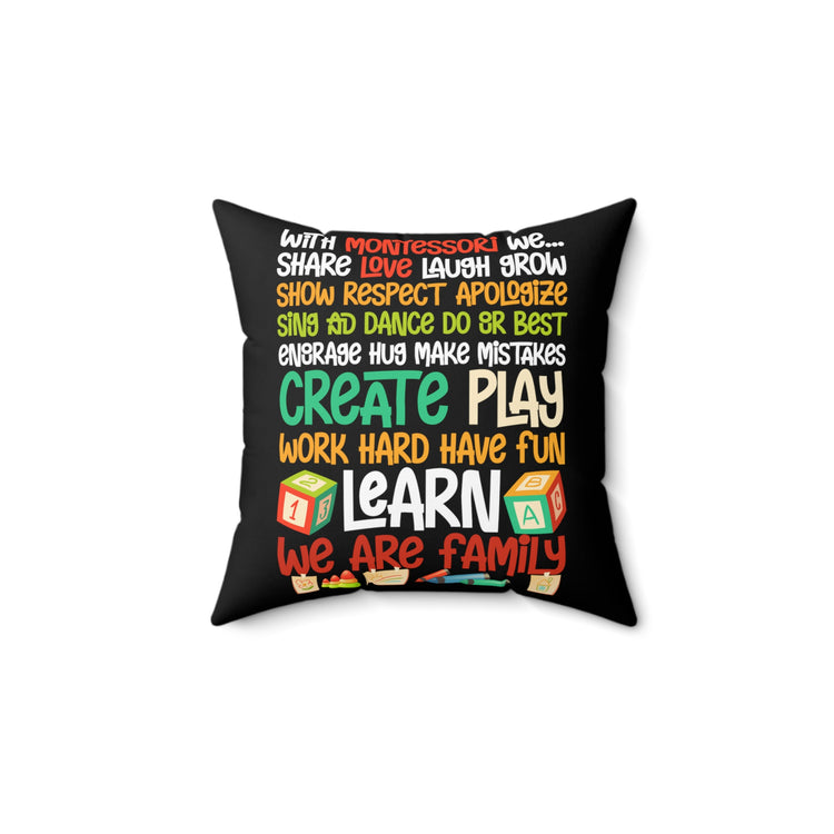 Motivational Daycare Teachers Appreciation Statements Line Spun Polyester Square Pillow