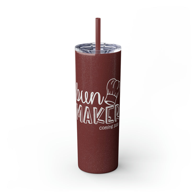 Bun Baker and Bun Maker New Dad and Future Mom Shirts Skinny Tumbler with Straw, 20oz