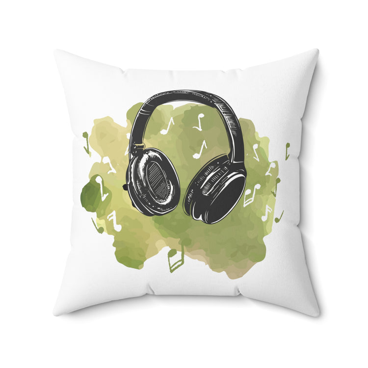 Humorous Earphone Headset Sounds Melody Enthusiast Spun Polyester Square Pillow