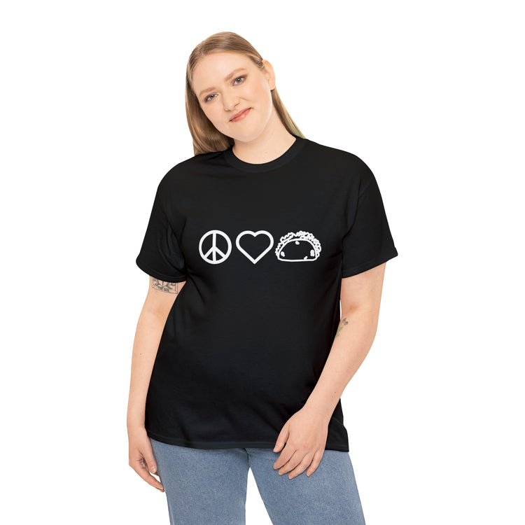 Shirt Funny Peace Love Tacos Mexican Fiesta Food Lover's Gift Humor T-Shirt Unisex Heavy Cotton Tee