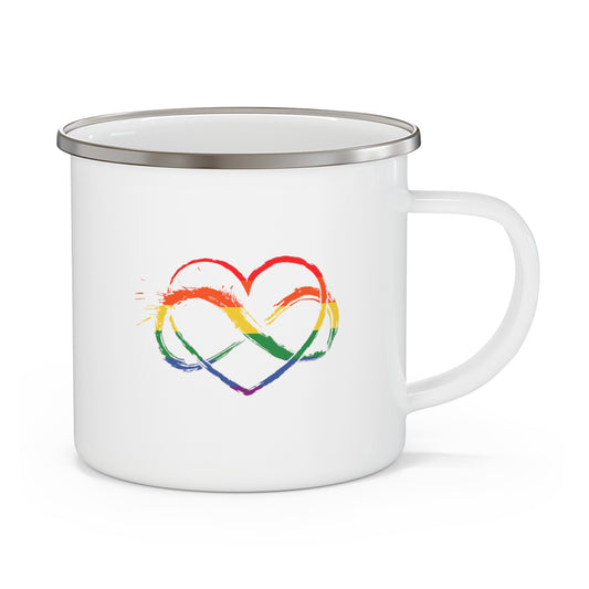 Hilarious Multicolor Hearts Prideful Supporting LGBTQ Admiration Enamel Camping Mug