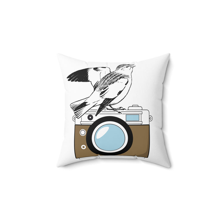 Hilarious Photography Birdwatching Birdwatcher Cameraman Ornithology Habitats Binoculars Spun Polyester Square Pillow