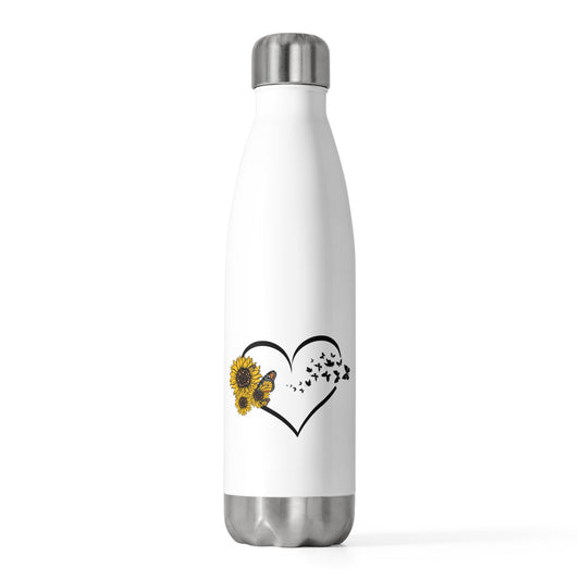 Hilarious Sunflower Heart Butterflies Bohemian Biodiversity 20oz Insulated Bottle