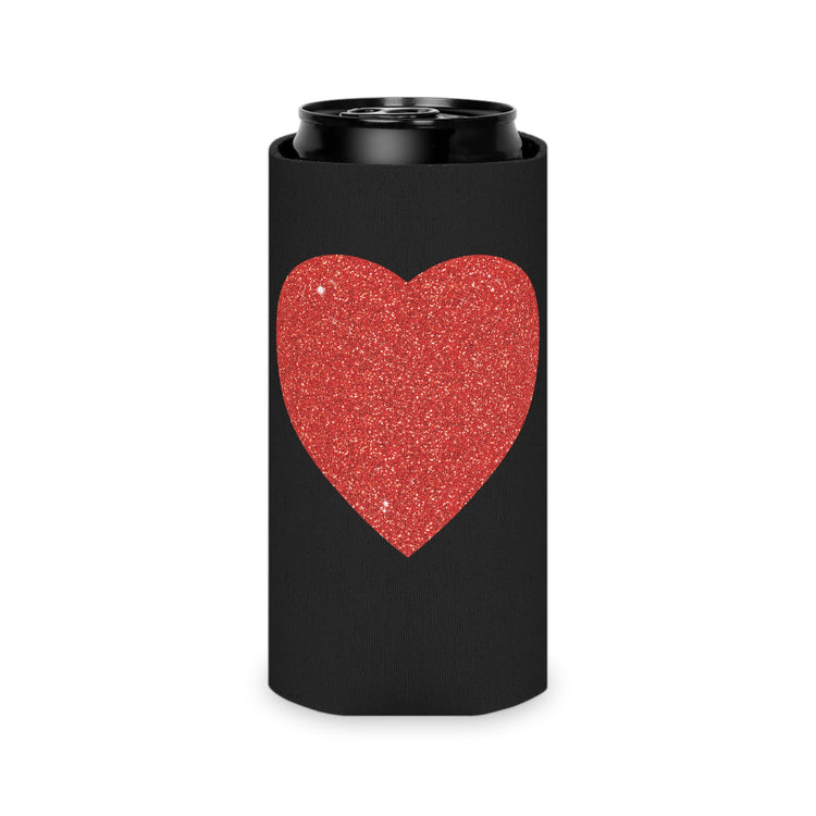 Red Glitter Effect Heart Valentines Day Men Women Can Cooler