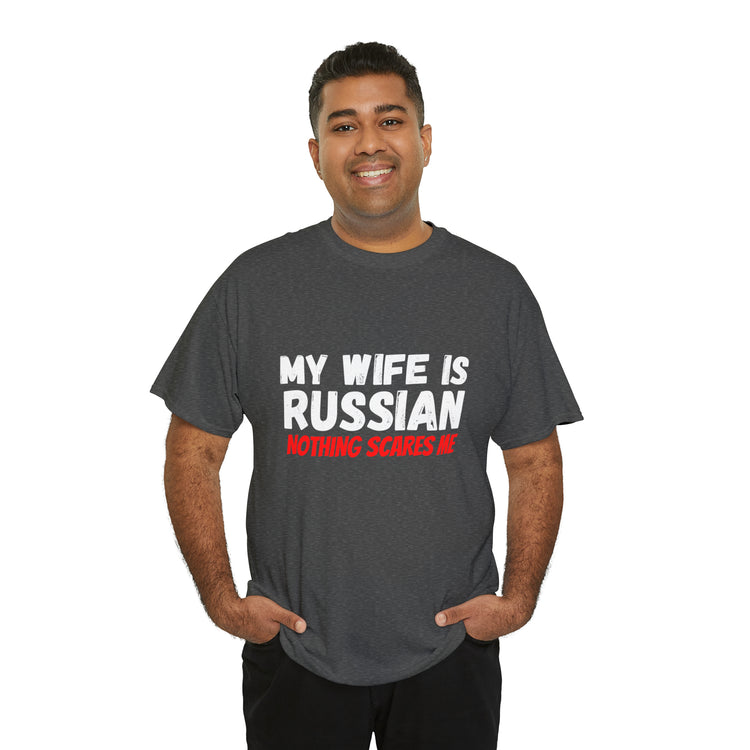 Shirt Funny My Wife's Russian Introvert Sayings Heritage Spouse T-Shirt Unisex Heavy Cotton Tee