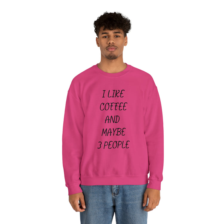 Humorous Caffeinated Introverts Illustration Saying Line Pun Unisex Crewneck Sweatshirt