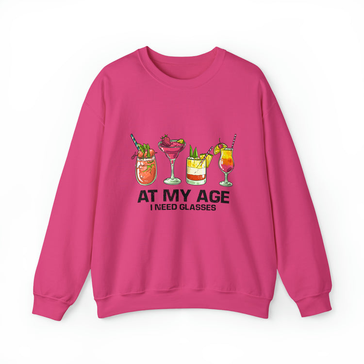 Funny At My Age I Glasses Bartender Mixologist Beverage Unisex Crewneck Sweatshirt