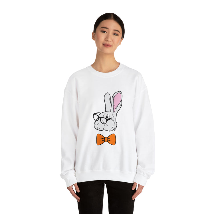 Funny Christian Egg Hunting Brainy Nerd Bunny Unisex Crewneck Sweatshirt