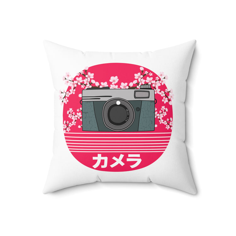 Hilarious Old-Fashioned DSLR Photography Cameraman Spun Polyester Square Pillow