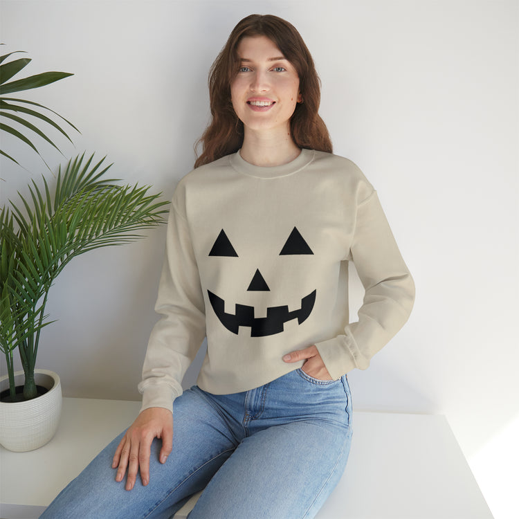 Humorous Pumpkins Illustration Tricks Treats Graphic Gag Unisex Crewneck Sweatshirt